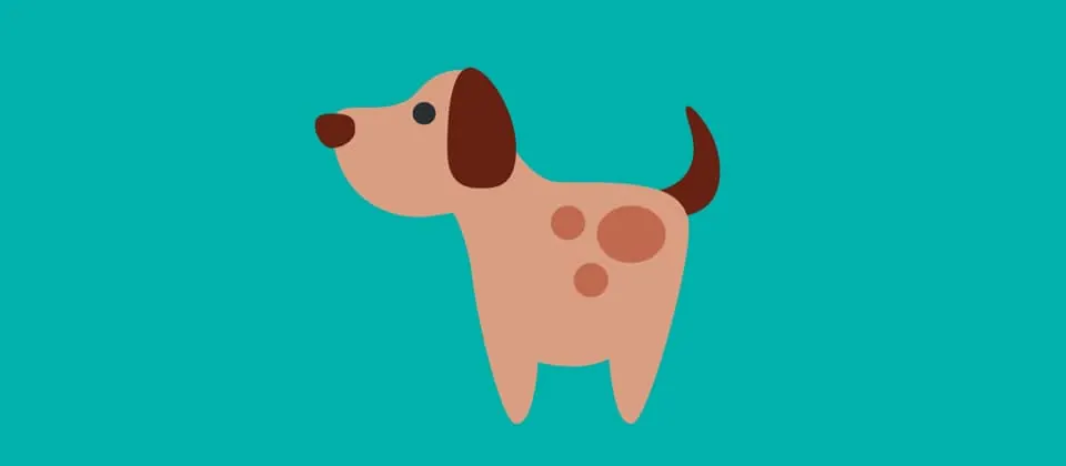Illustration of a spotted dog for the 60-minute dog walk