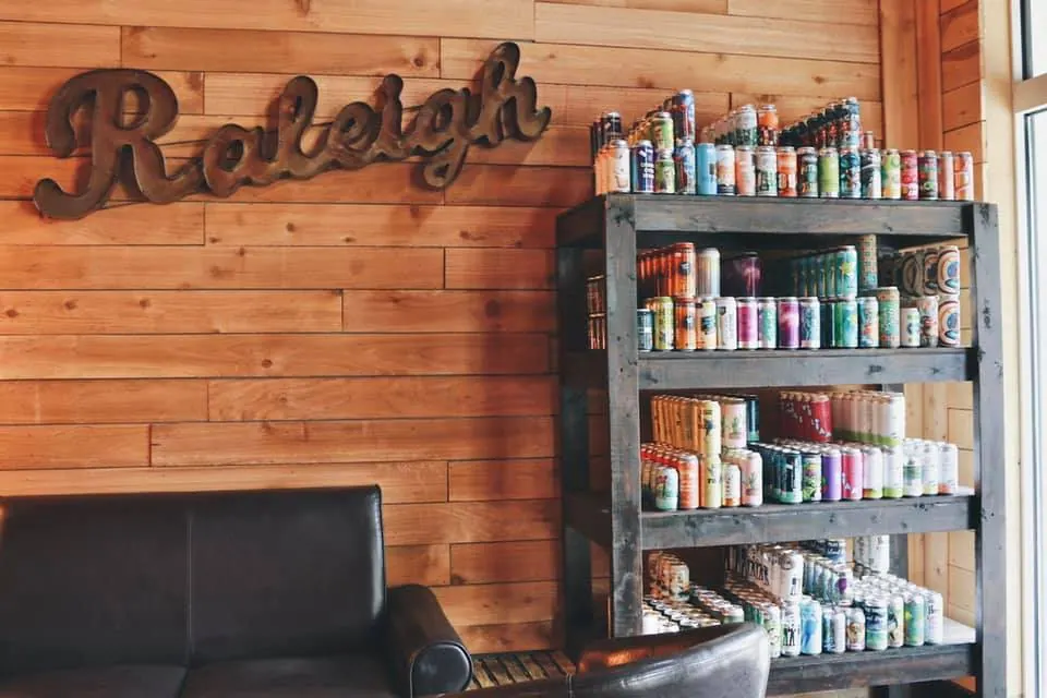 Shelves at The Crafty Beer Shop in Raleigh